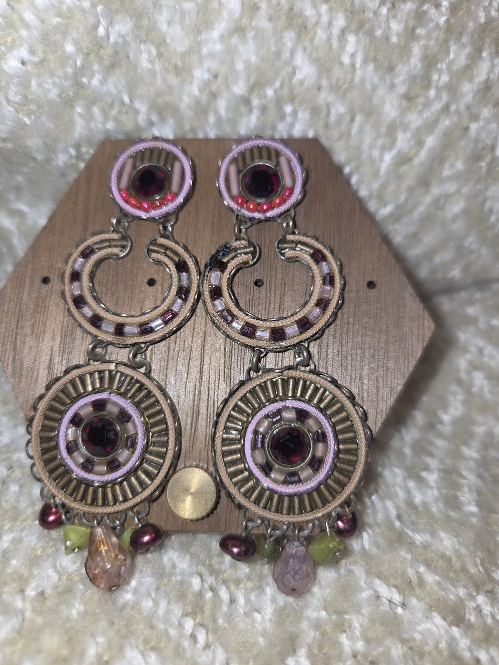 Ayala Bar Pink and Purple Multi-Drop Earrings Post Back